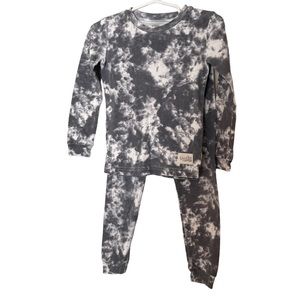 Vaerait Baby Biy Long Sleeve Footless Pajama Set Gray Tye Dye Size 4/5T